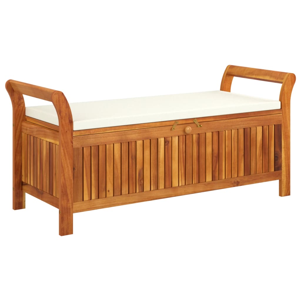 vidaXL Záhradná úložná lavica s vankúšom 126 cm masívne akáciové drevo