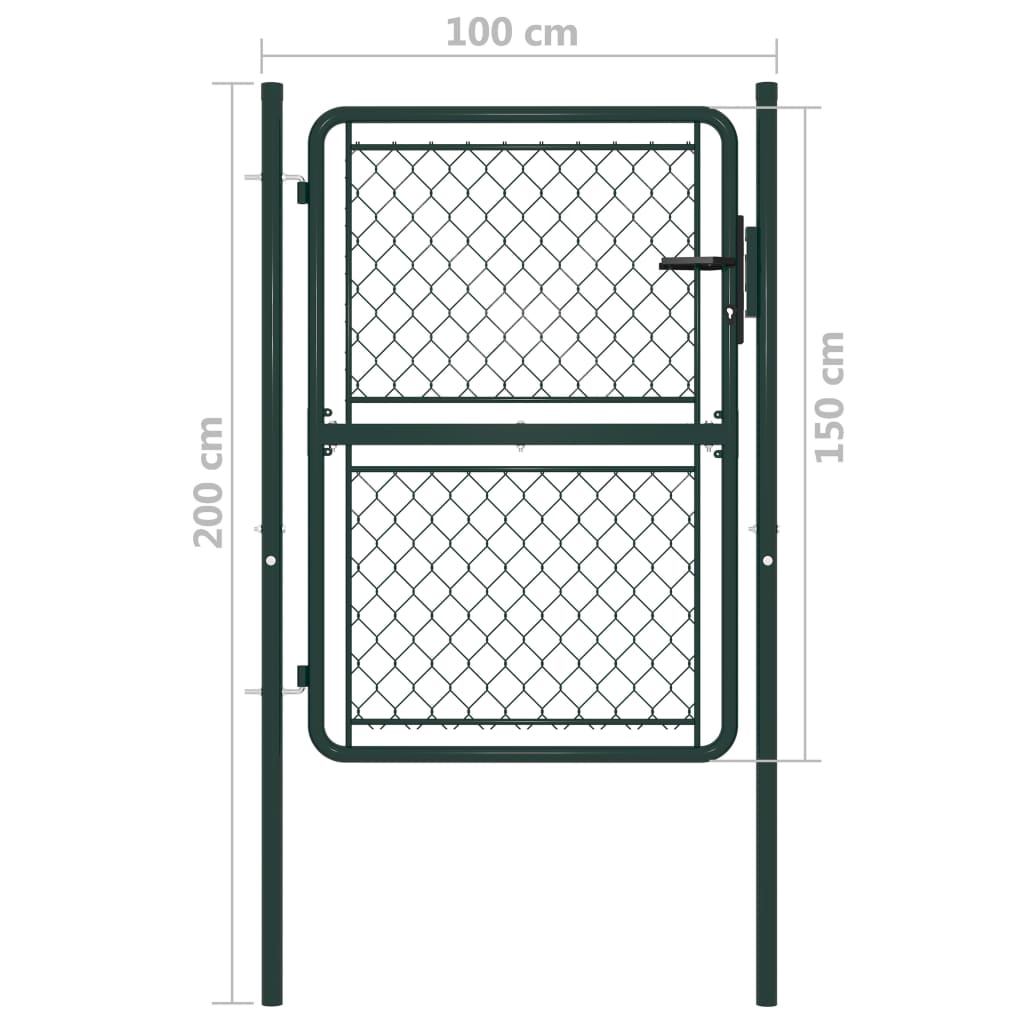 vidaXL Záhradná brána, oceľ 100x150 cm, zelená