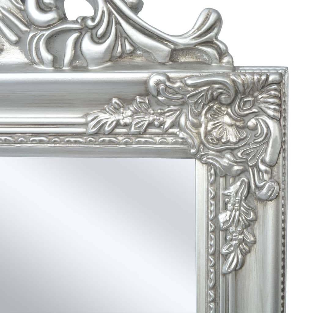 vidaXL Samostatne stojace zrkadlo, barokový štýl, 160x40cm, strieborné