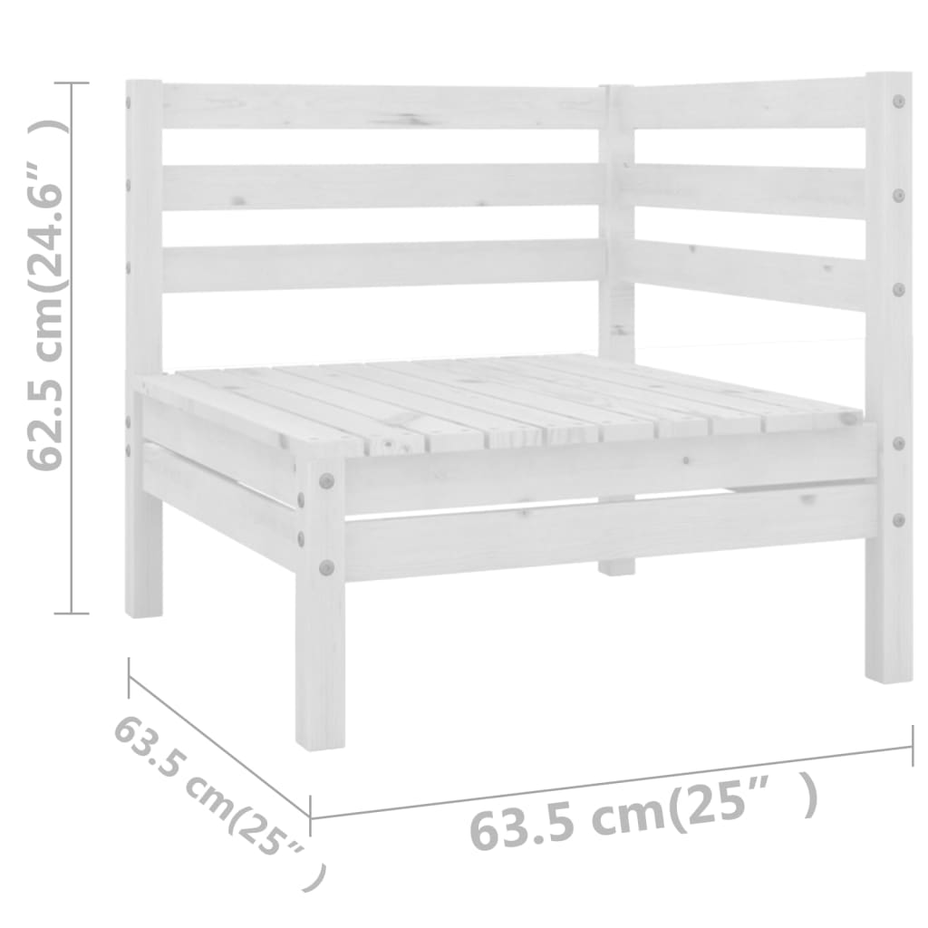 vidaXL 7-dielna záhradná sedacia súprava biela masívne borovicové drevo