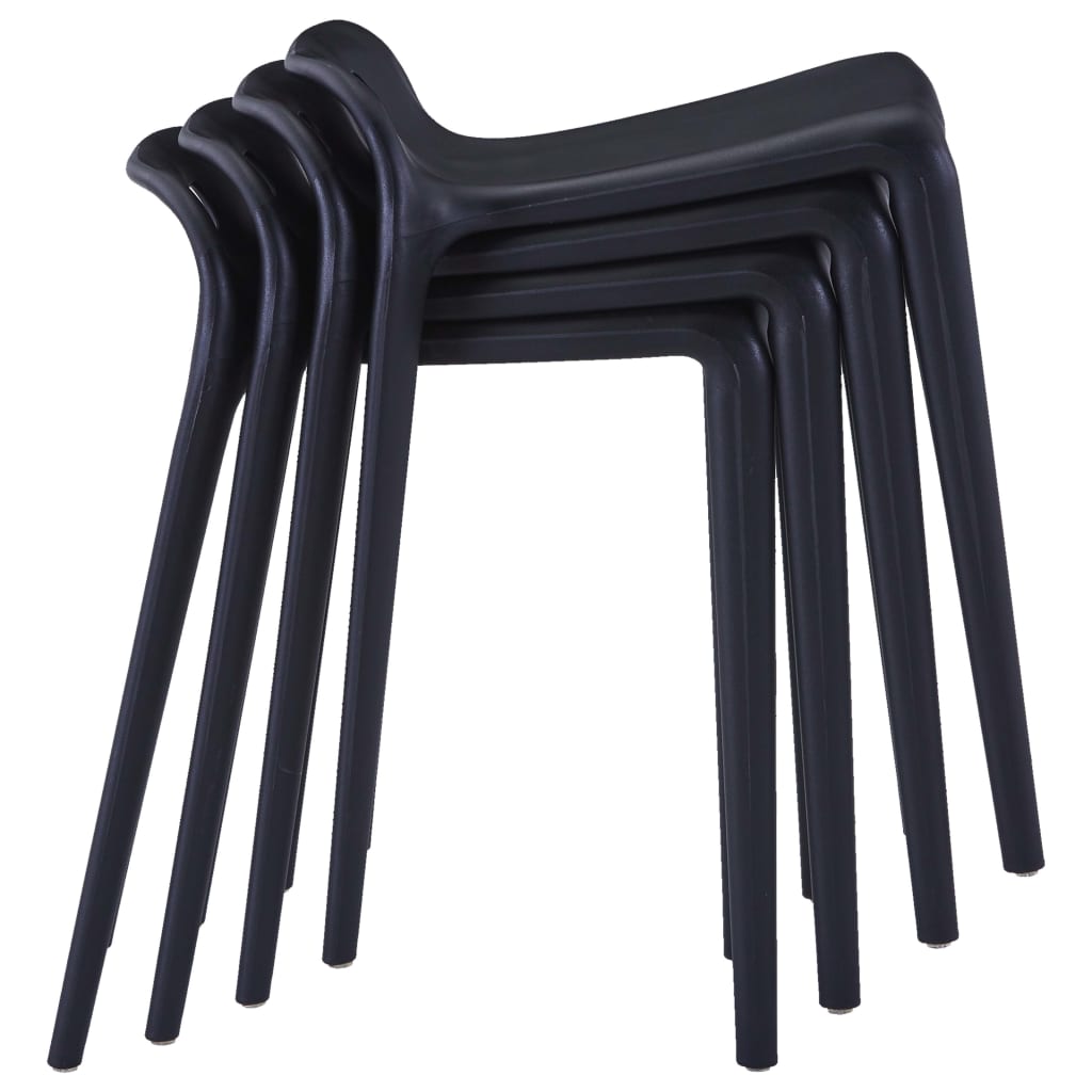 vidaXL Stohovateľné stoličky 4 ks čierne plastové