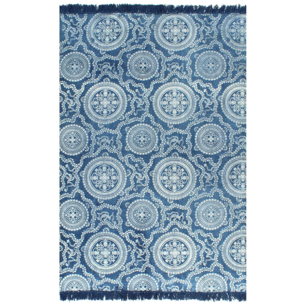 vidaXL Kilim koberec bavlna 120x180 cm vzorovaný modrý