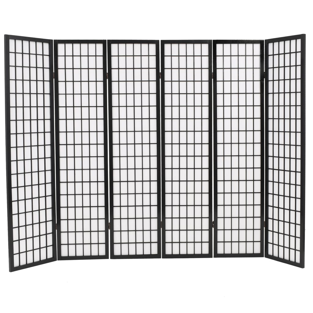 vidaXL Skladací paraván so 6 panelmi, japonský štýl 240x170 cm, čierny