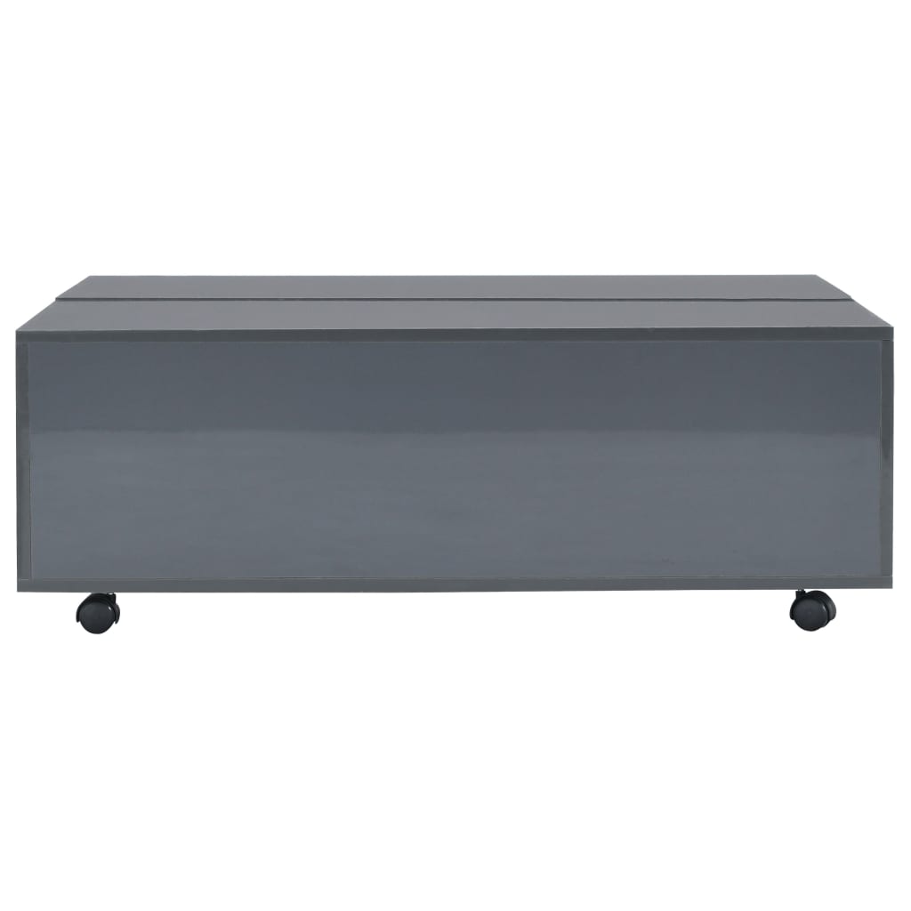 vidaXL Konferenčný stolík sivý 100x100x35 cm vysoký lesk