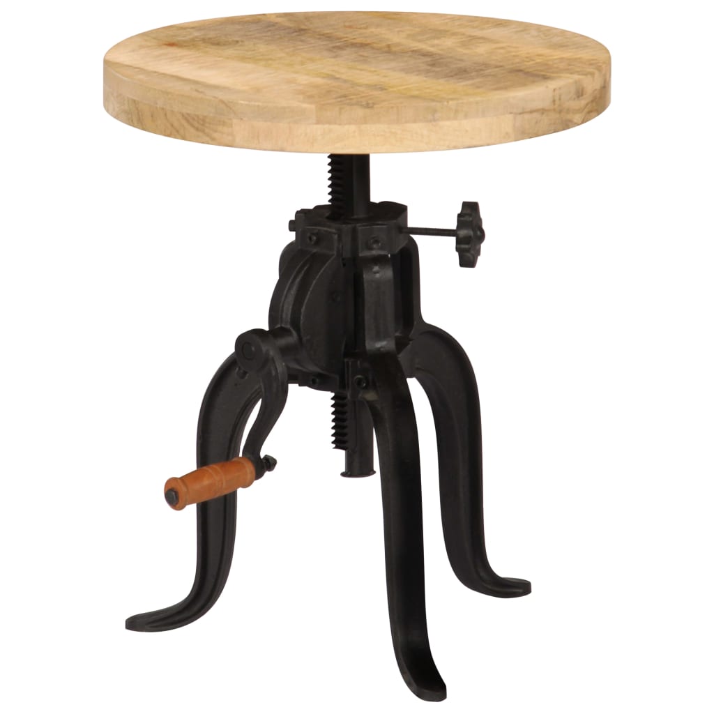 vidaXL Bočný stolík 45x (45-62) cm recyklované mangové drevo a liatina