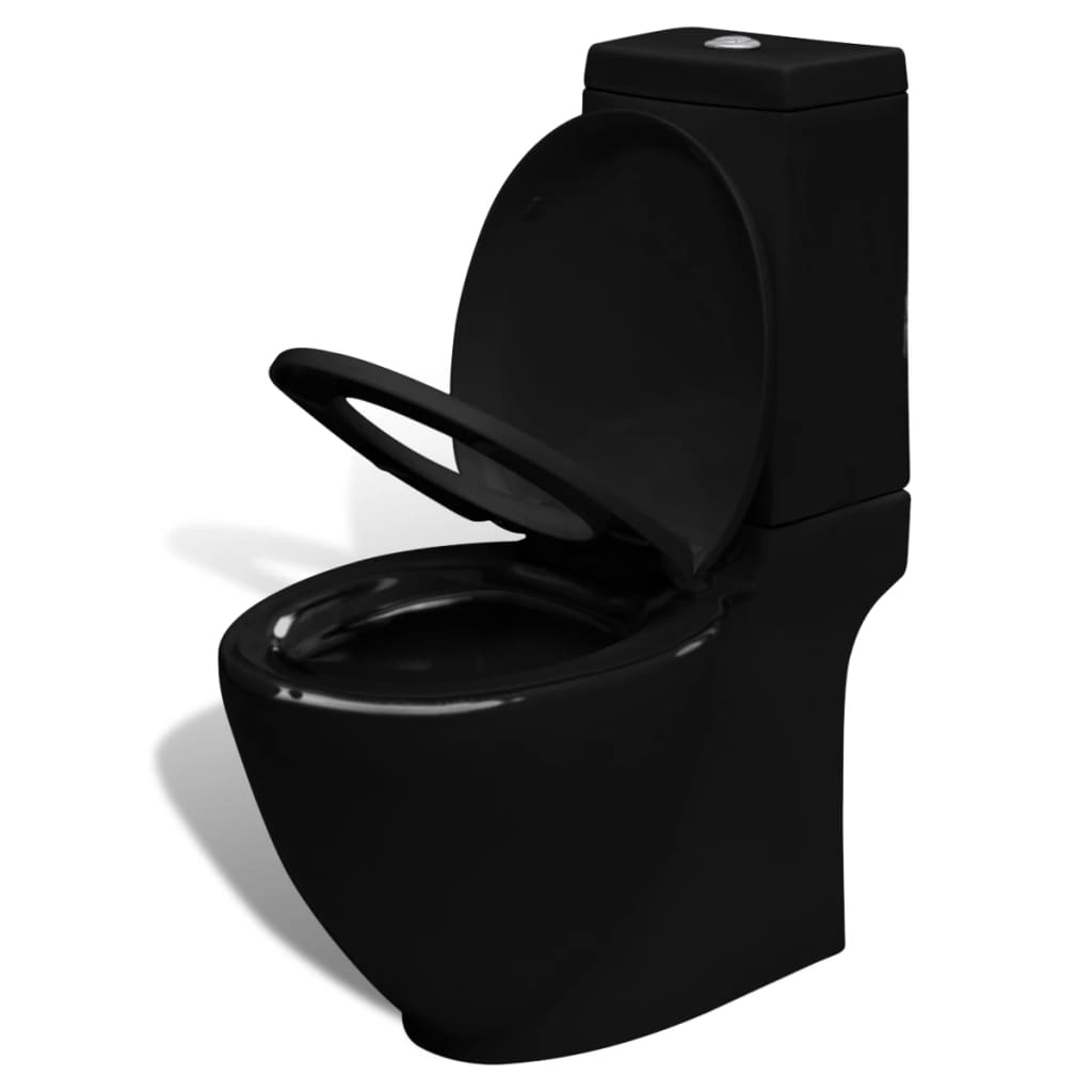 Čierna keramická toaleta a bidet