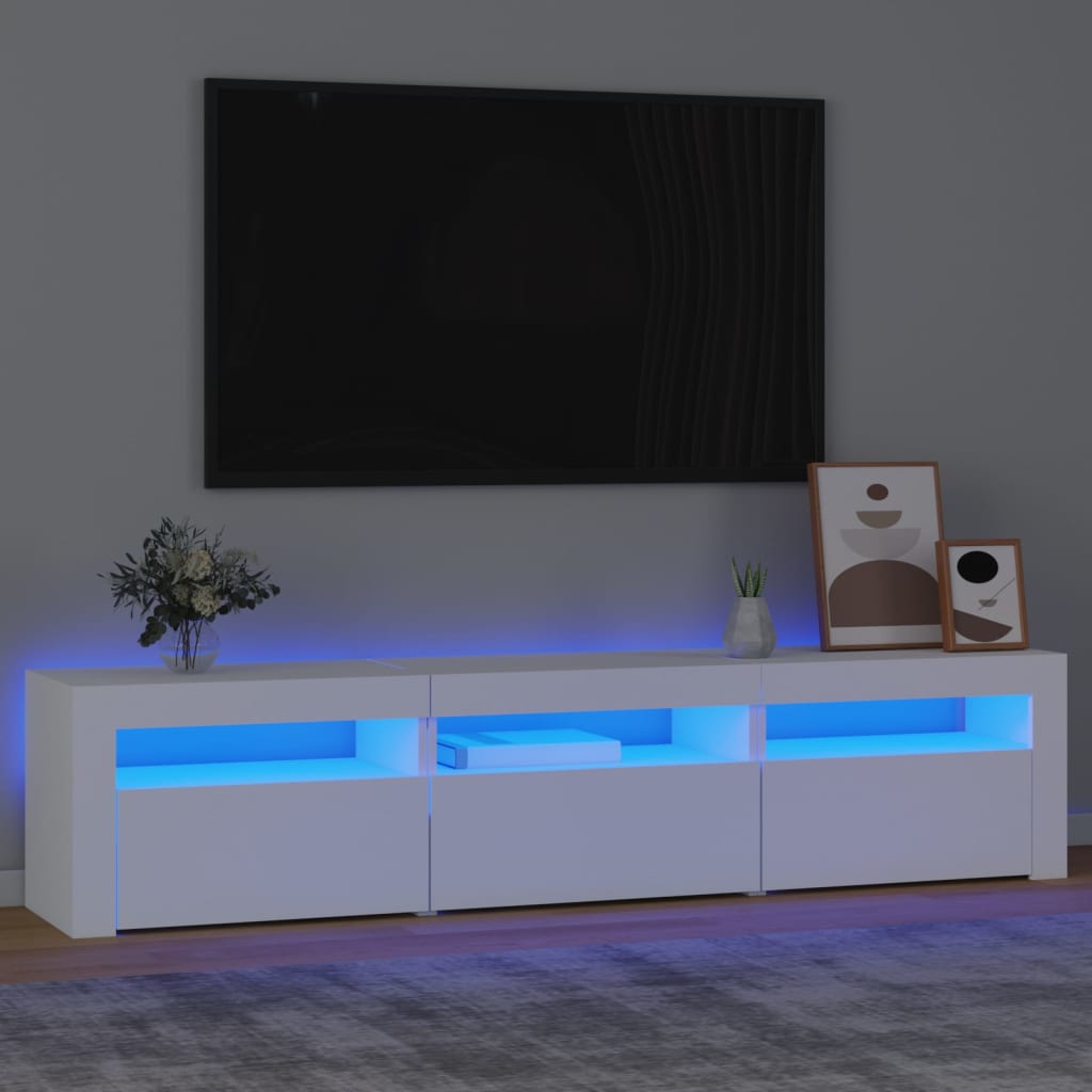 vidaXL TV skrinka s LED svetlami biely 180x35x40 cm