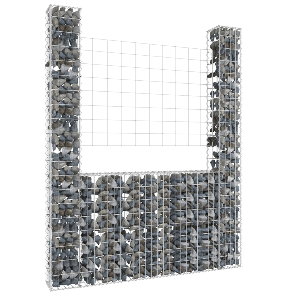 vidaXL Železný gabiónový kôš v tvare U s 2 stĺpmi 140x20x200 cm