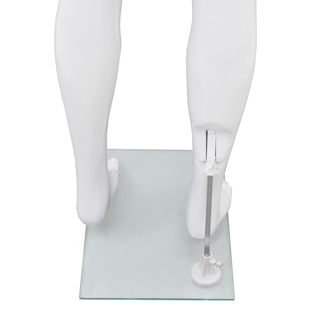 vidaXL Pánska figurína, sklenený podstavec, lesklá biela 185 cm