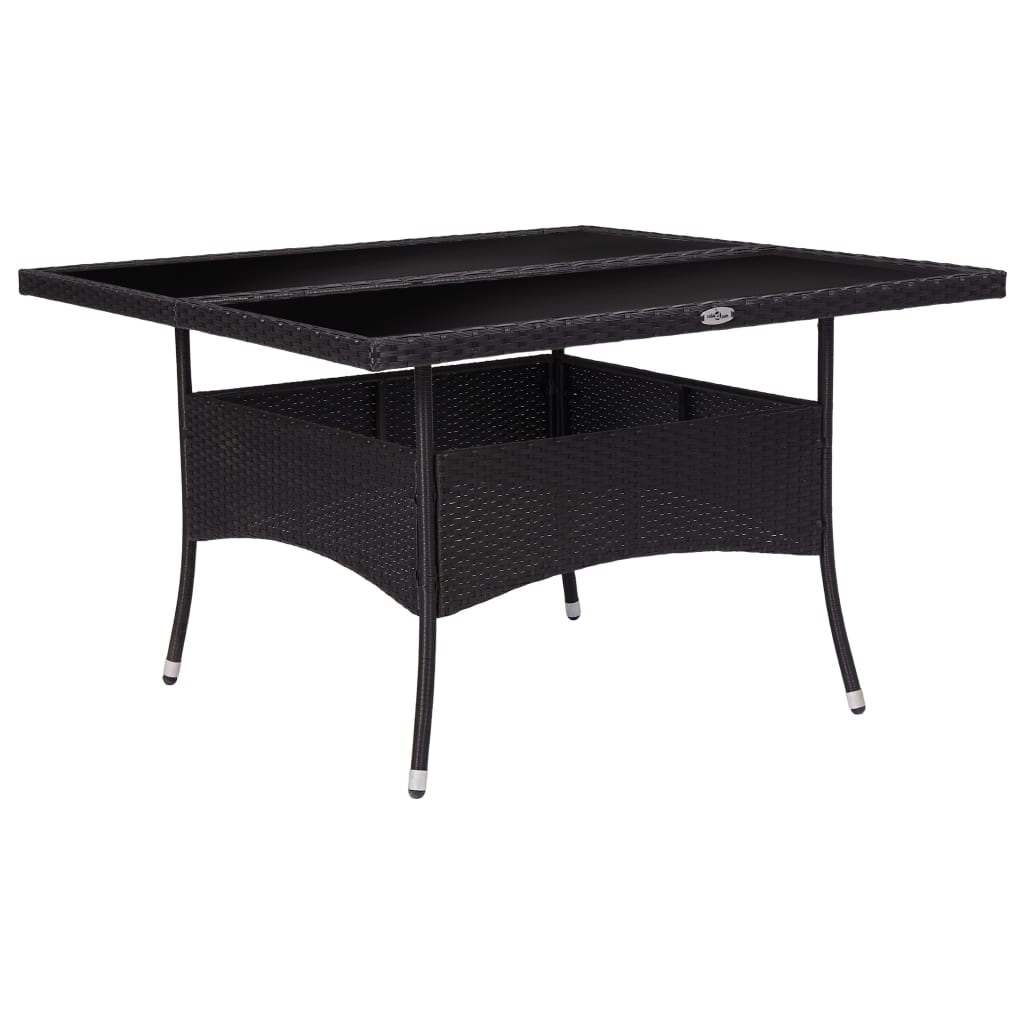 vidaXL Vonkajší jedálenský stôl čierny polyratan a sklo