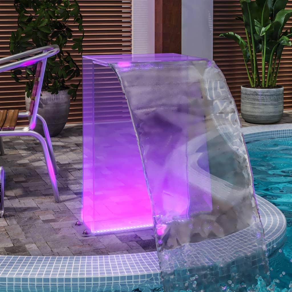 vidaXL Bazénová fontána s RGB LED a súpravou konektorov akryl 51 cm