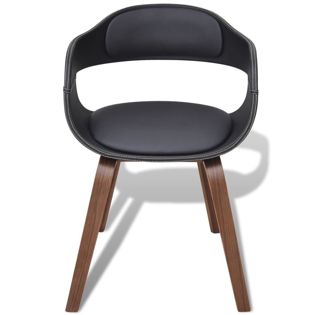 vidaXL Jedálenské stoličky 6 ks, čierne, ohýbané drevo a umelá koža