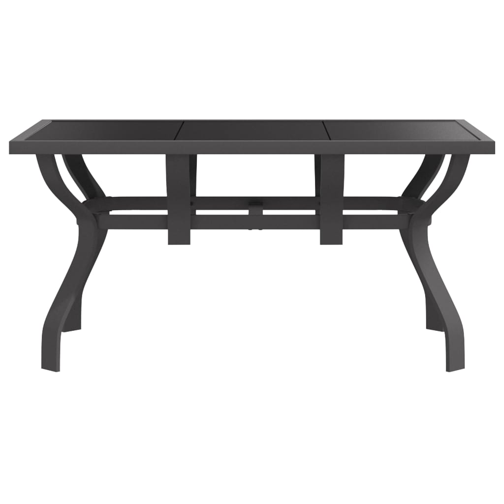 vidaXL Záhradný stôl sivo-čierny 140x70x70 cm oceľ a sklo