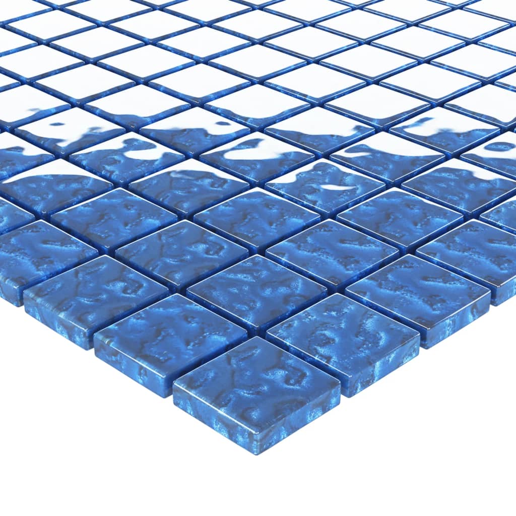 vidaXL Mozaikové dlaždice 11 ks, modré 30x30 cm, sklo
