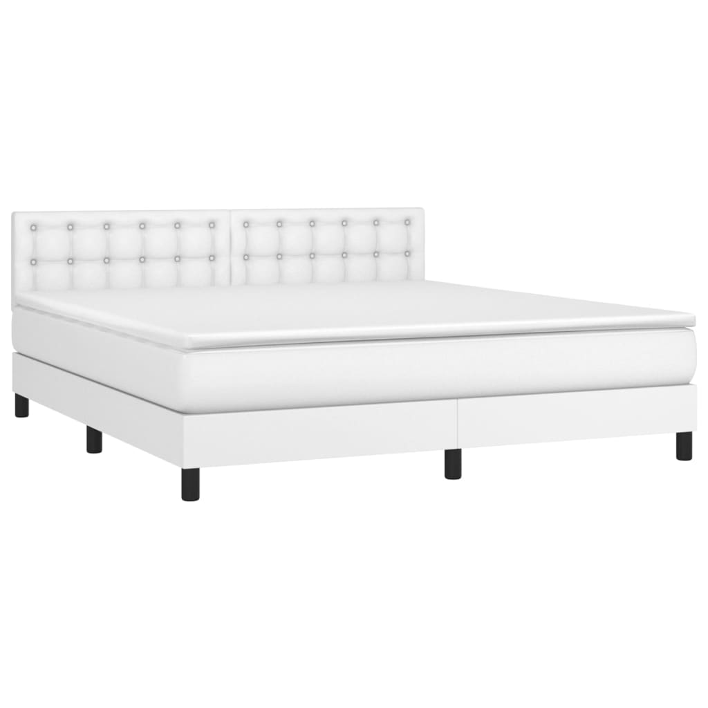 vidaXL Boxspring posteľ s matracom biela 160x200 cm umelá koža