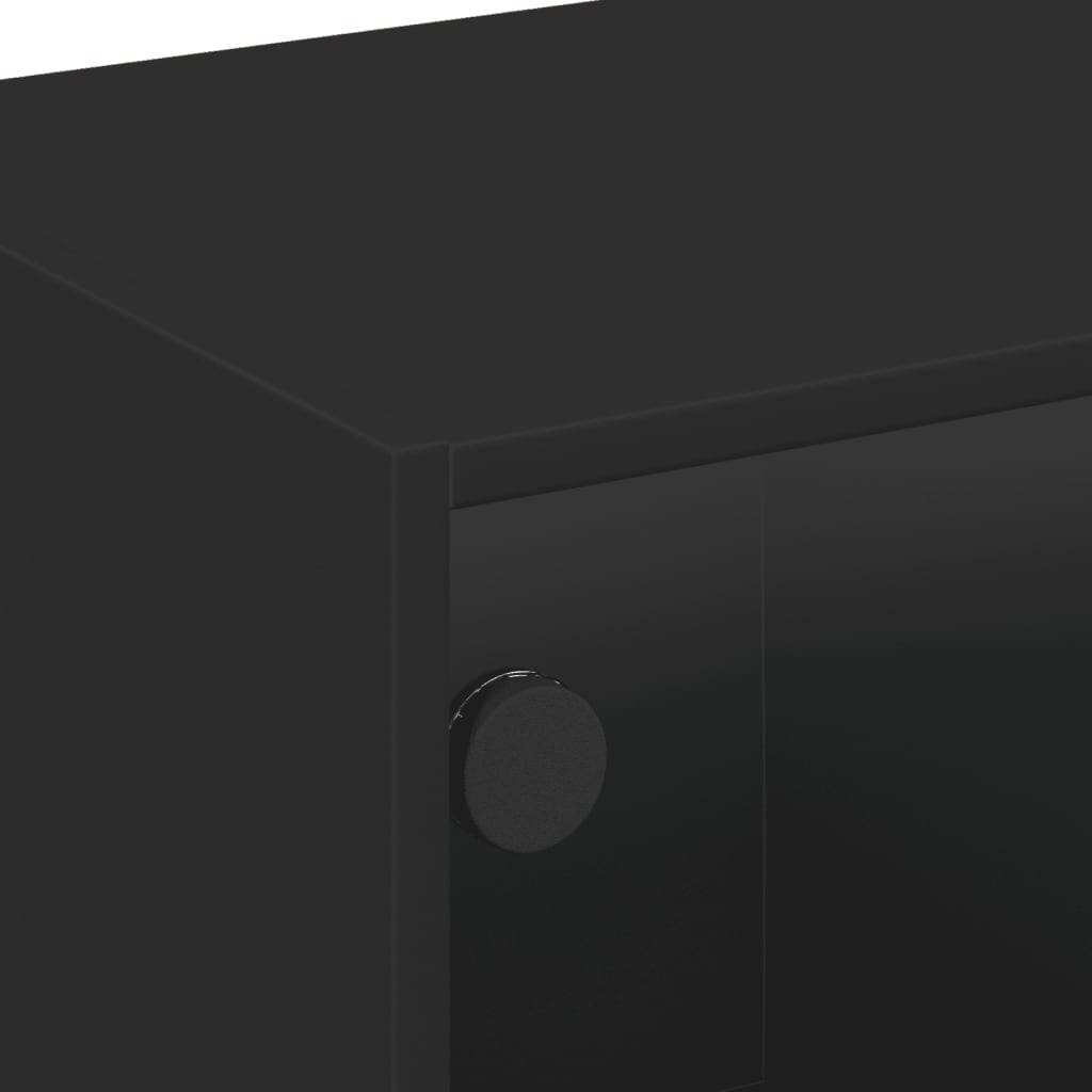 vidaXL TV skrinka so sklenenými dvierkami čierna 102x37x42 cm