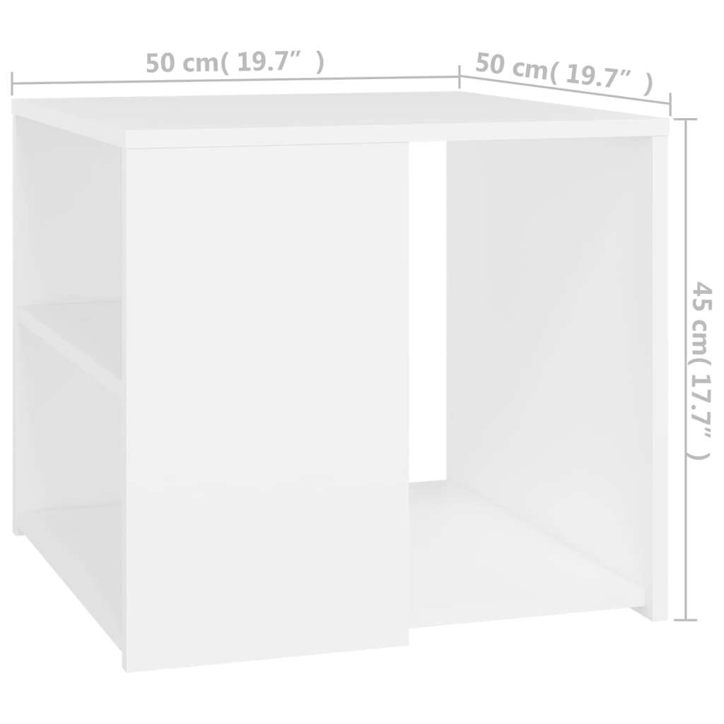 vidaXL Príručný stolík biely 50x50x45 cm drevotrieska