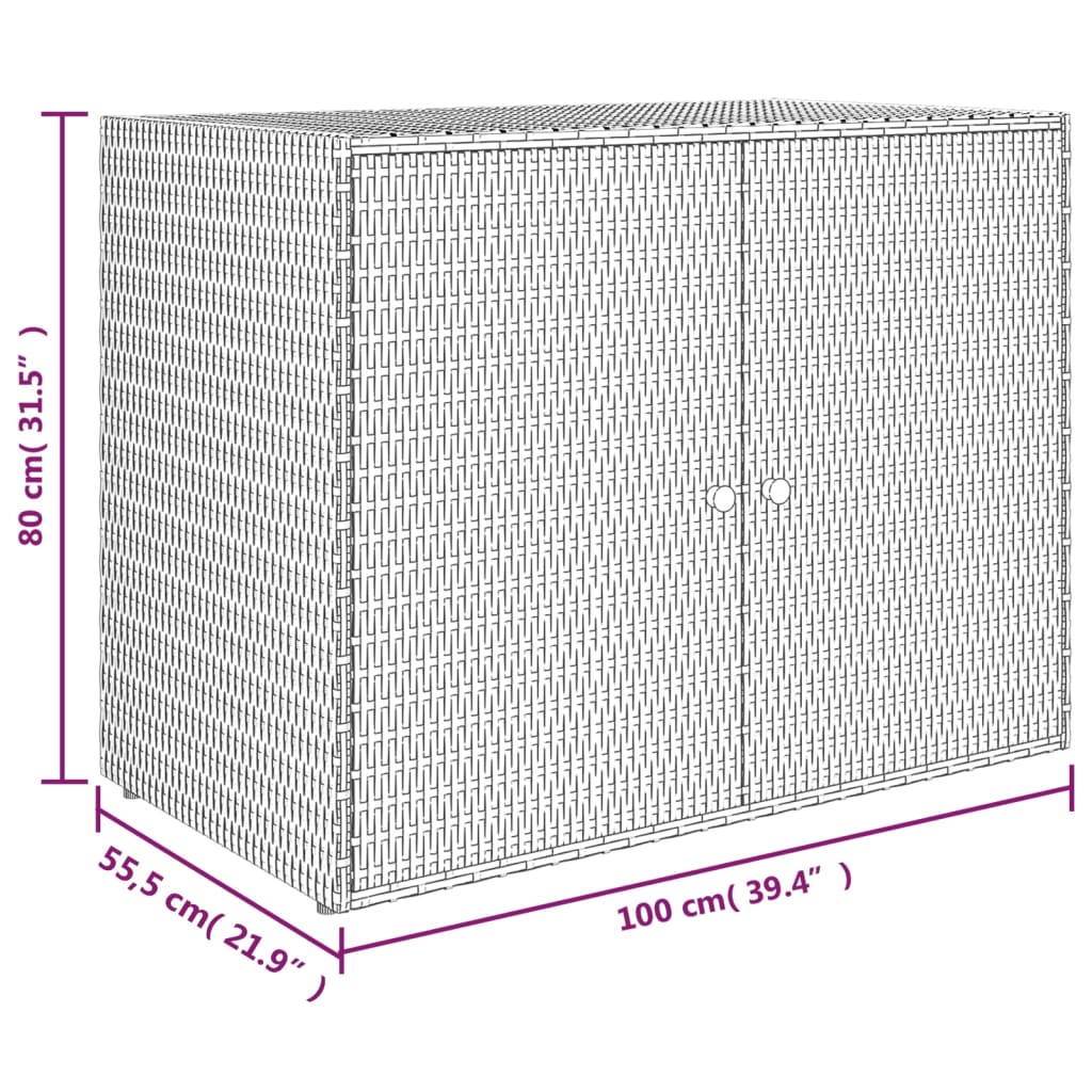 vidaXL Záhradná úložná skriňa čierna 100x55,5x80 cm polyratan
