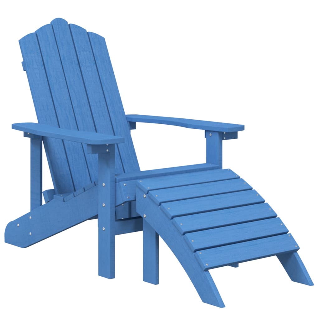 vidaXL Záhradná stolička Adirondack s podnožkou a stolíkom HDPE modrá