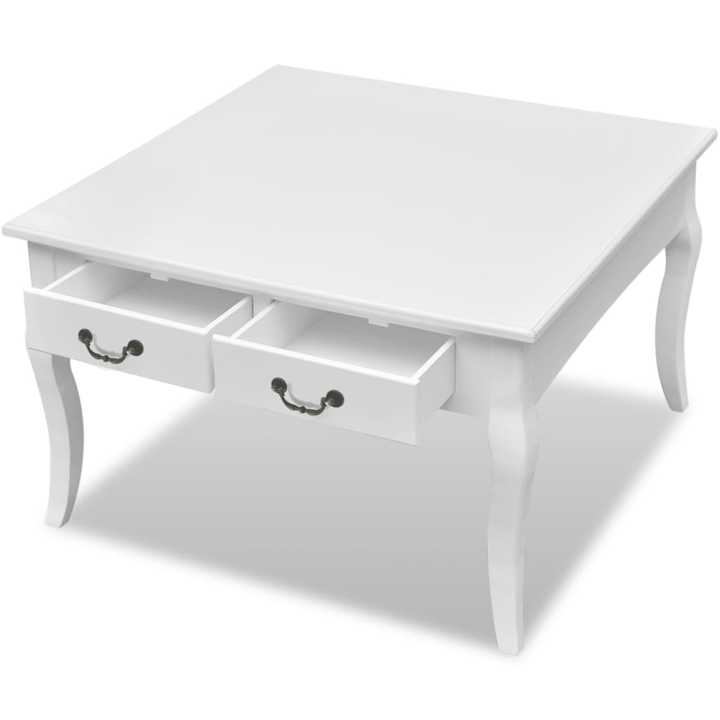 vidaXL Konferenčný stolík so 4 zásuvkami, biely