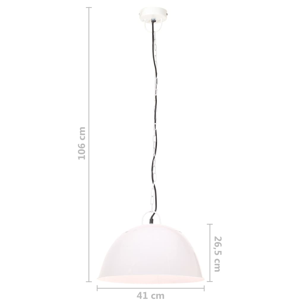 vidaXL Industriálna vintage závesná lampa 25 W, biela 41 cm E27