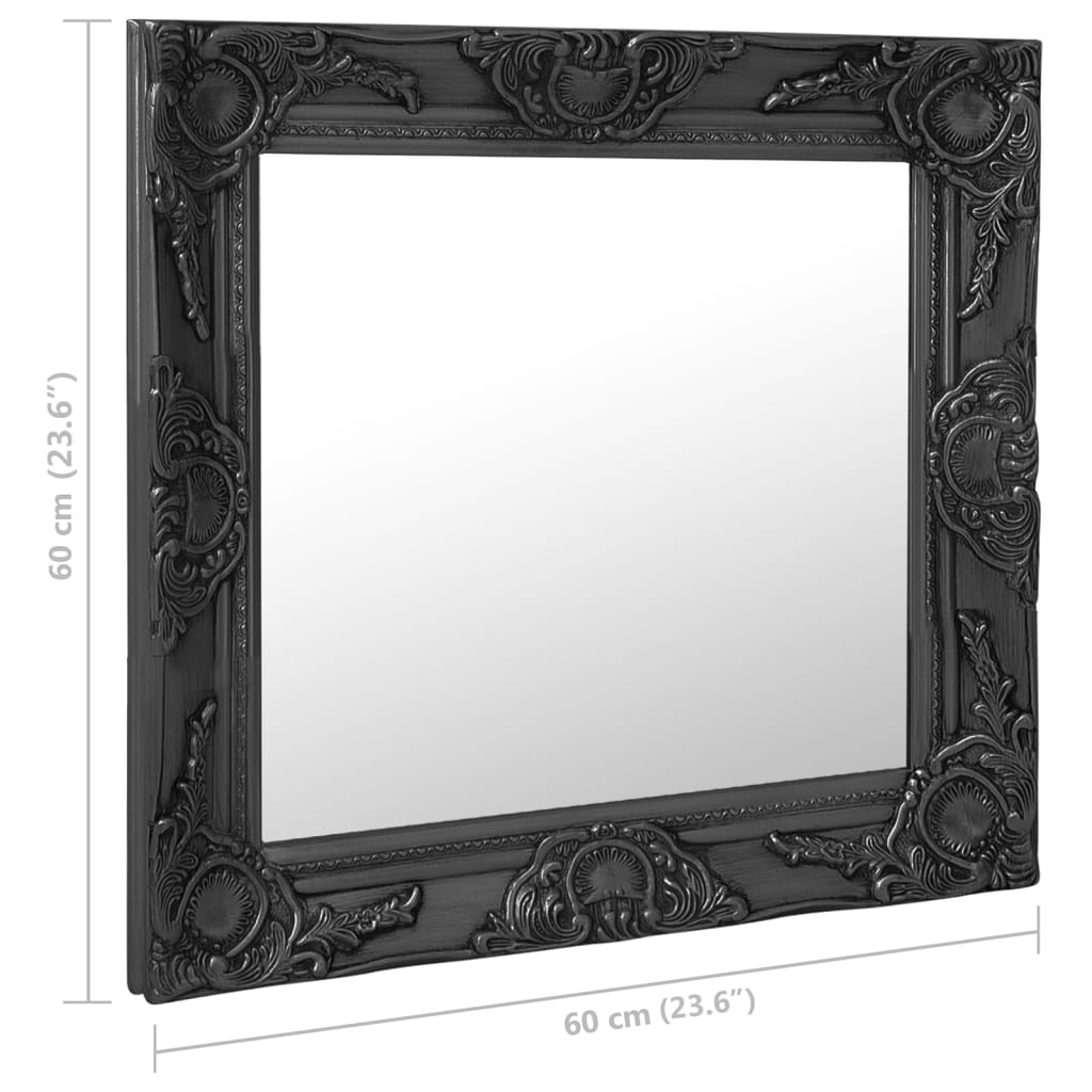 vidaXL Nástenné zrkadlo, barokový štýl 60x60 cm čierne