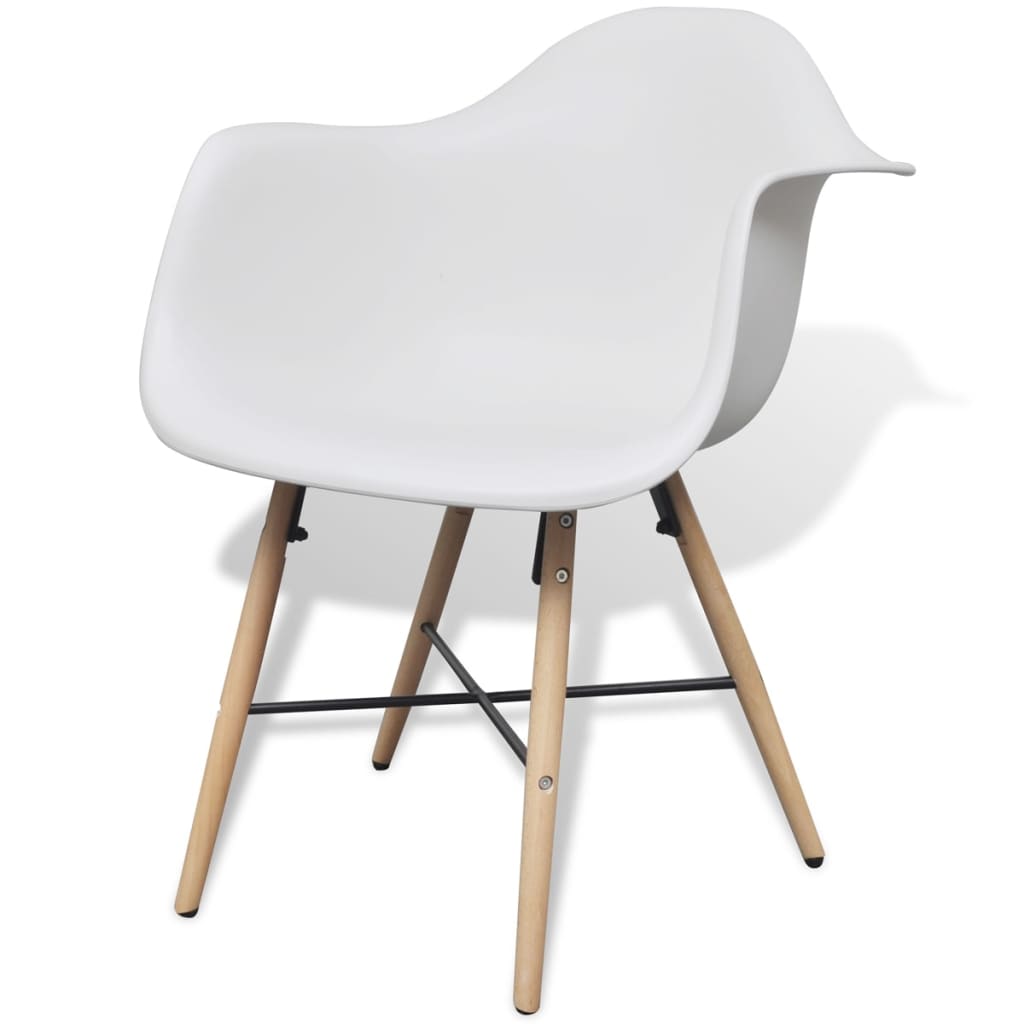 vidaXL Jedálenské stoličky 2 ks, biele, plast a bukové drevo