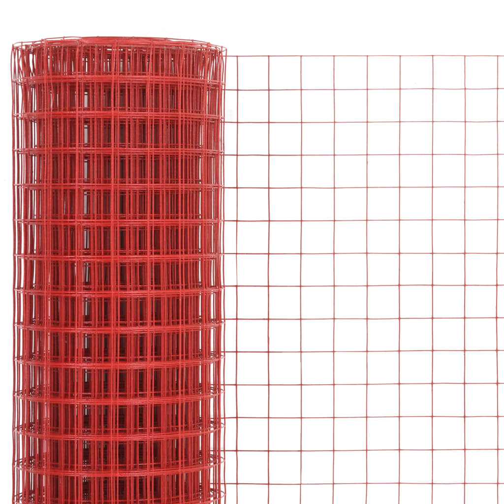 vidaXL Drôtené pletivo, oceľ potiahnutá PVC 10x0,5 m, červené