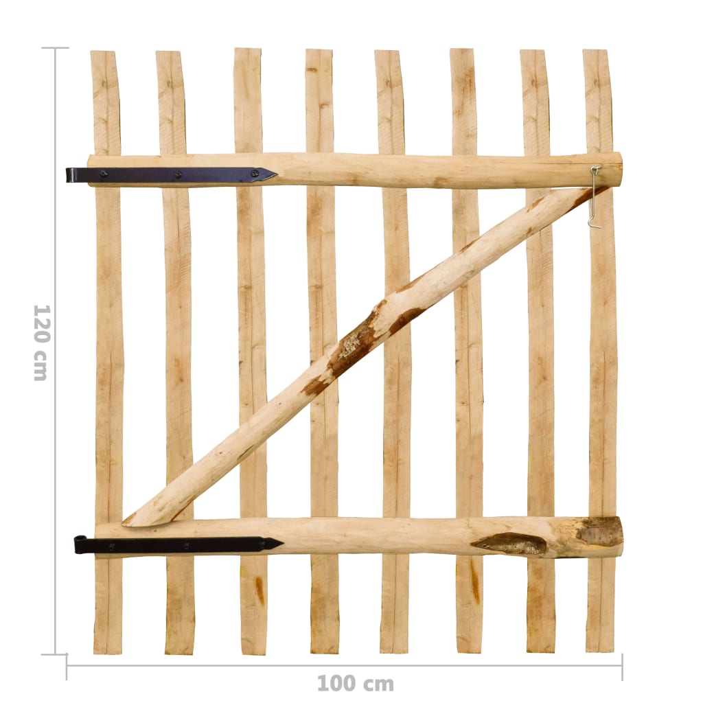 vidaXL Jednokrídlová brána, lieskové drevo, 100x120 cm