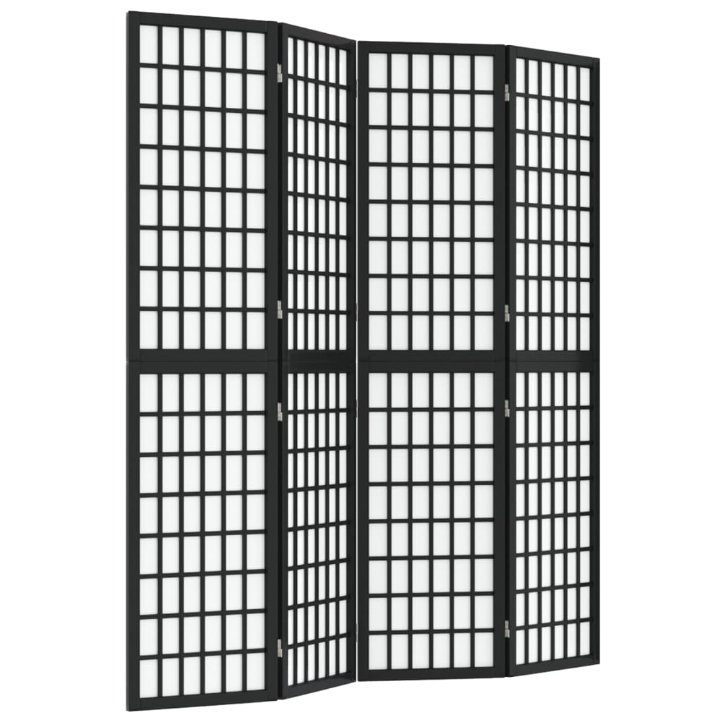 vidaXL Skladací paraván so 4 panelmi japonský štýl 160x170 cm čierny