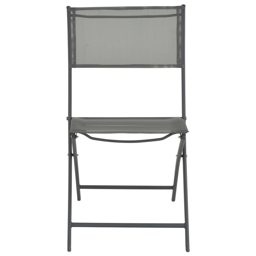 vidaXL Skladacie vonkajšie stoličky 4 ks sivé oceľ a textilén