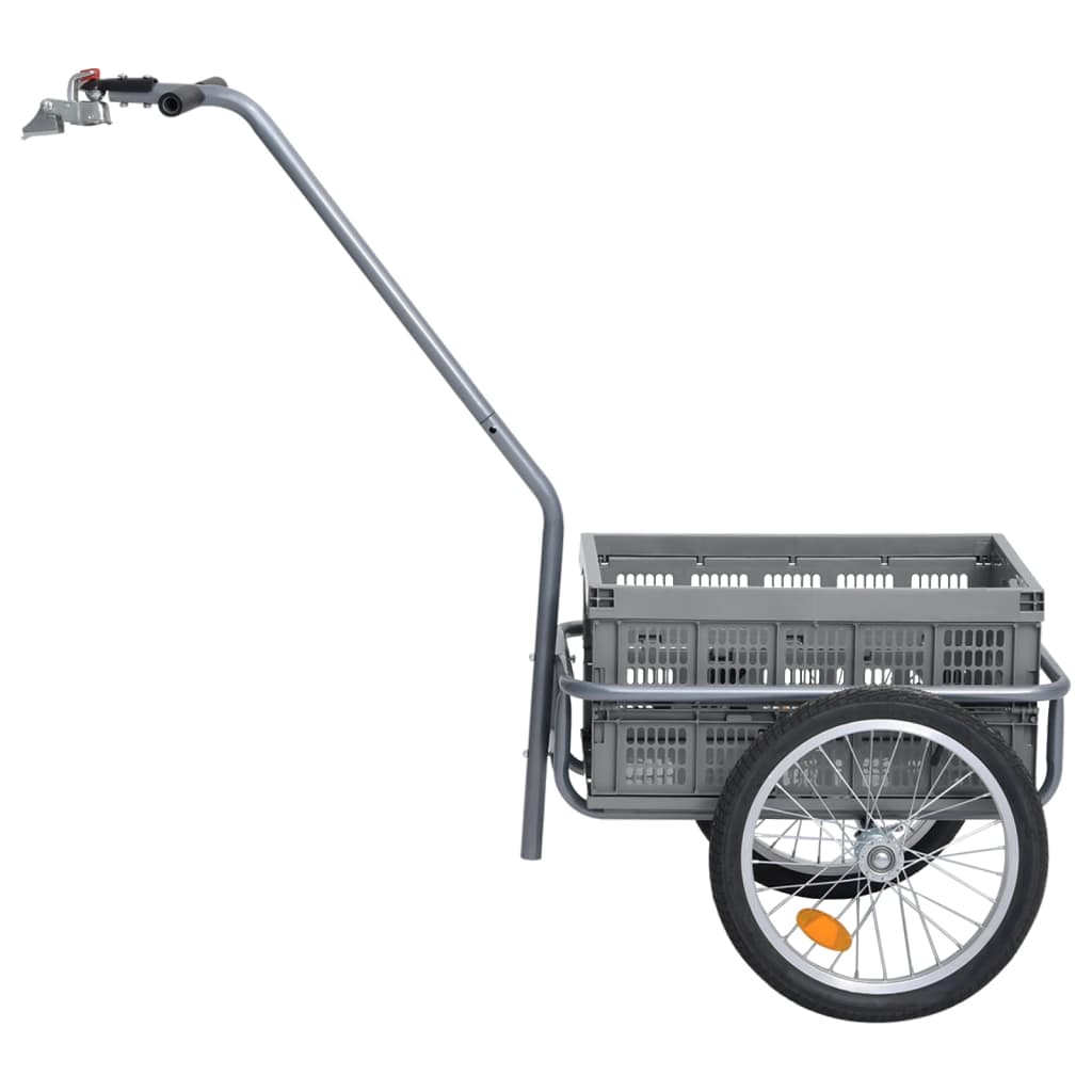 vidaXL Nákladný vozík za bicykel s 50 l skladacím prepravným boxom sivý 150 kg