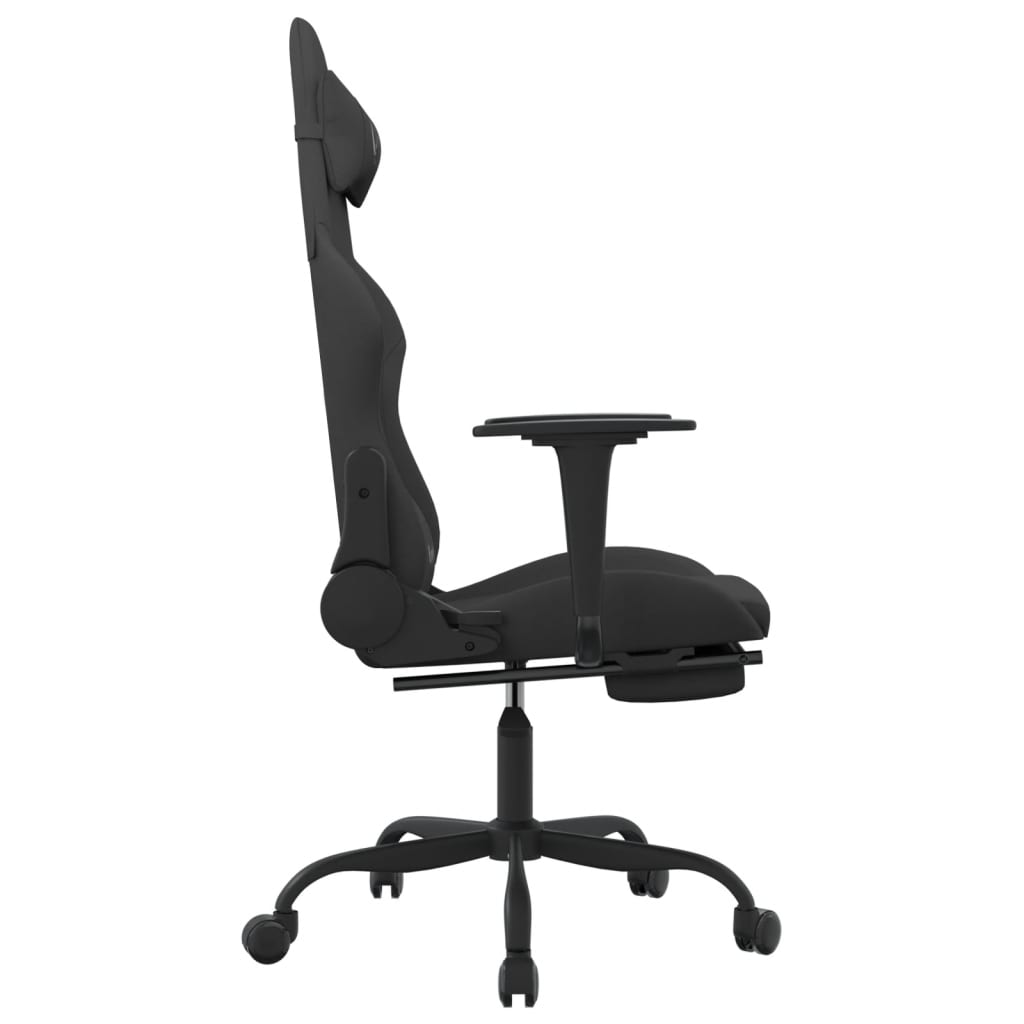 vidaXL Herná stolička s podnožkou čierna látková