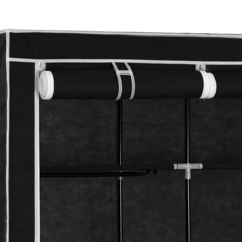 vidaXL Šatník s priehradkami a tyčami čierny látkový 150x45x175 cm
