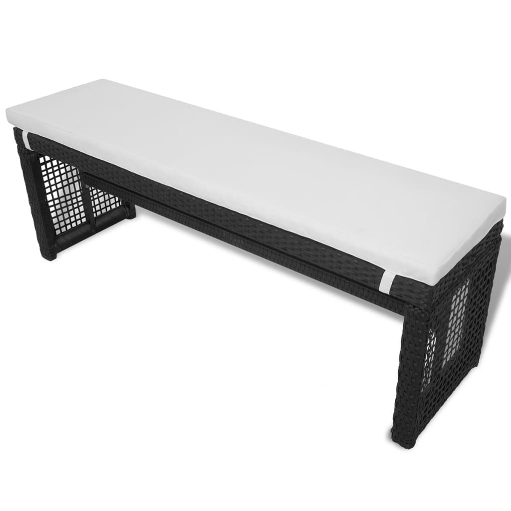 vidaXL Pivný stôl s 2 lavicami 160 cm čierny polyratanový