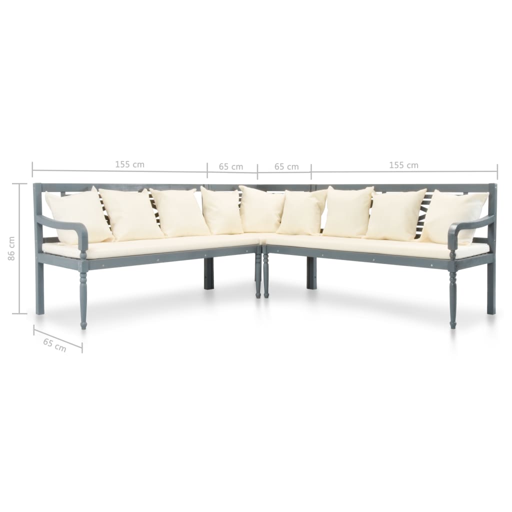 vidaXL 4-dielna záhradná sedacia súprava akáciové drevo sivá a biela