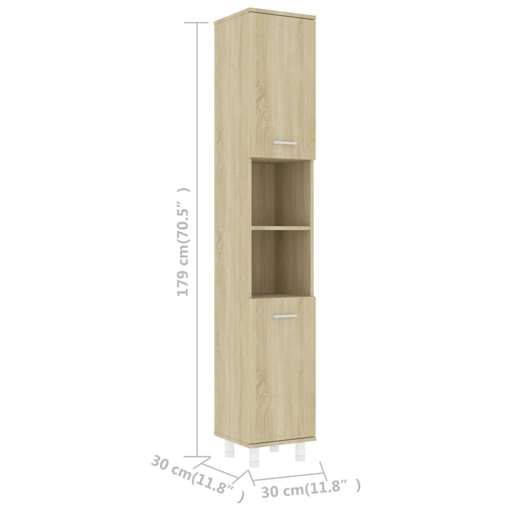 vidaXL Skrinka do kúpeľne, dub sonoma 30x30x179 cm, kompozitné drevo