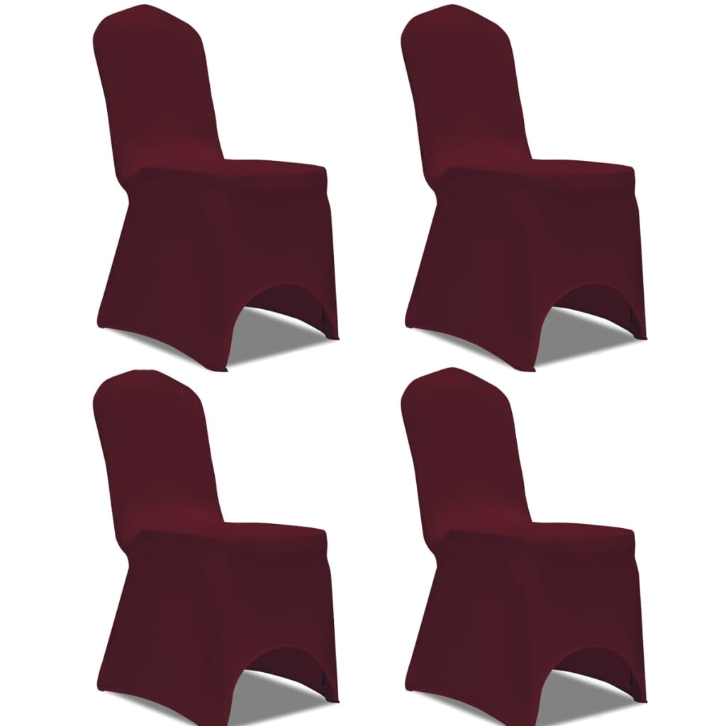 vidaXL Naťahovací návlek na stoličku, 4 ks, bordový