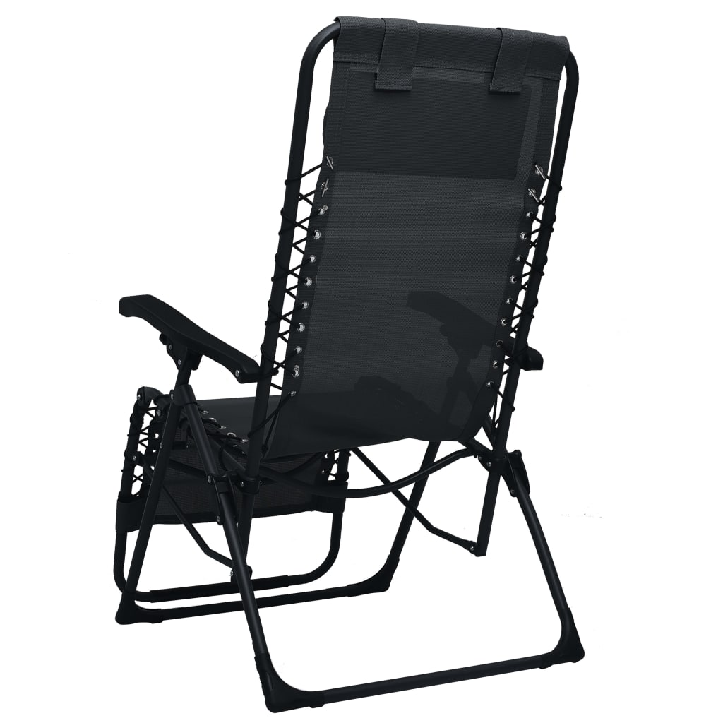 vidaXL Skladacia terasová stolička čierna látková