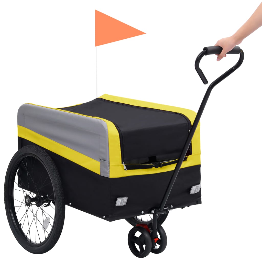 vidaXL Príves za bicykel a ručný vozík XXL 2-v-1 žlto-sivý a čierny