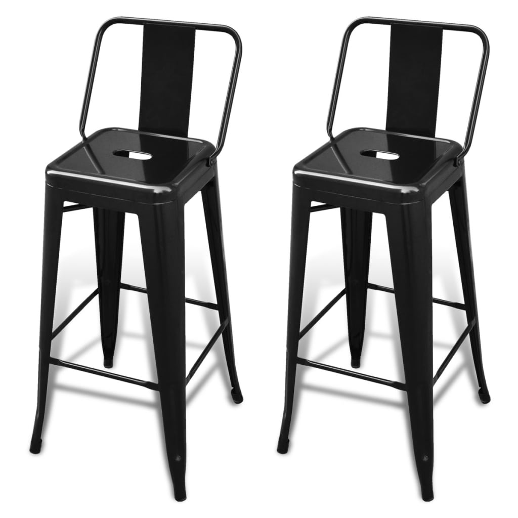 vidaXL Barové stoličky 2 ks, čierne, oceľ