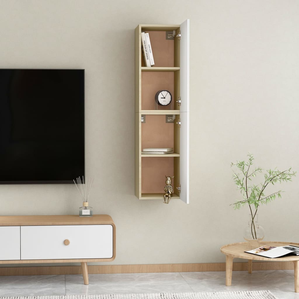 vidaXL TV skrinky 2 ks, biela+sonoma 30,5x30x60 cm, kompozitné drevo