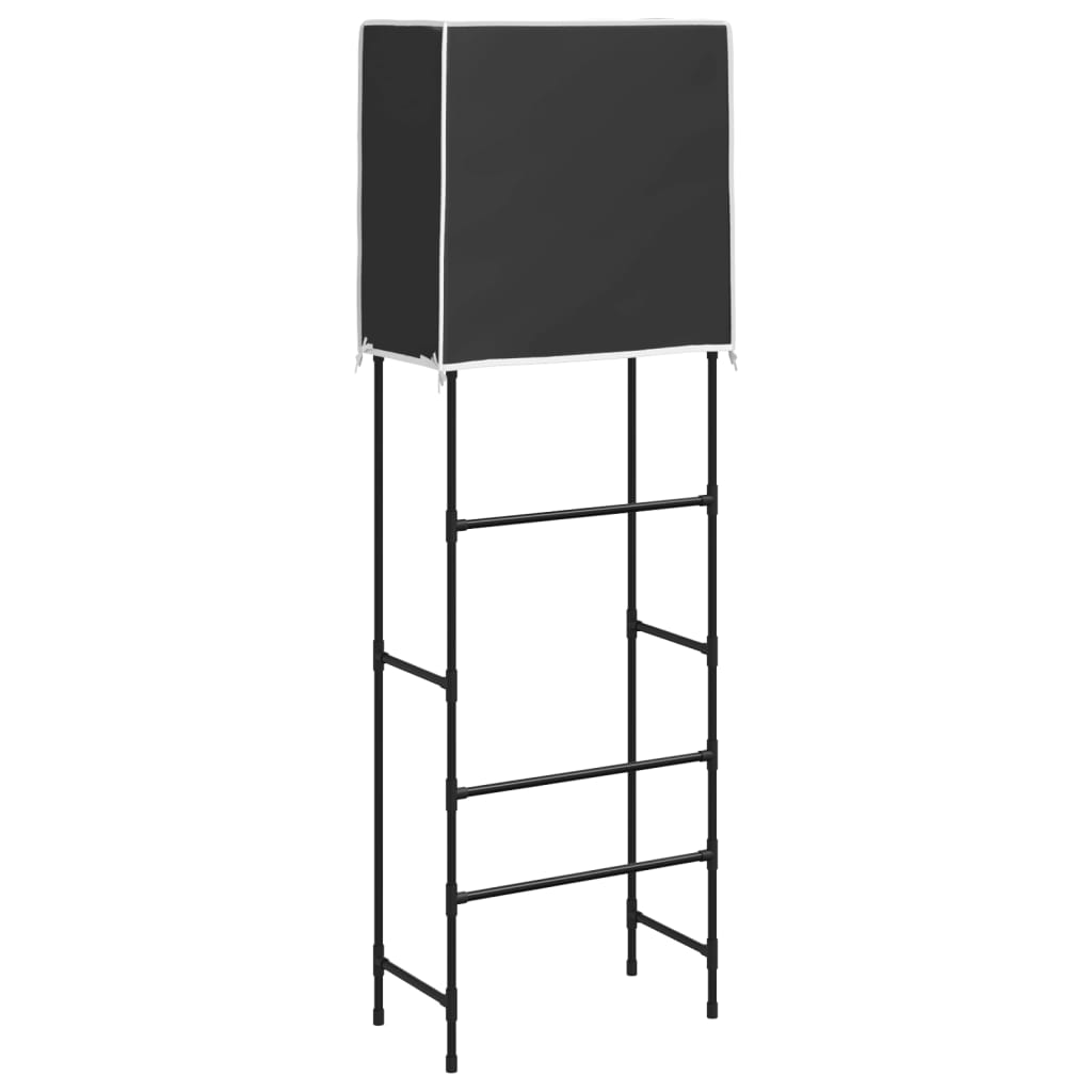 vidaXL 2-poschodový úložný stojan nad WC čierny 56x30x170 cm železo