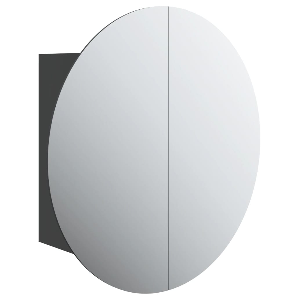 vidaXL Kúpeľňová skrinka s okrúhlym zrkadlom a LED čierna 40x40x17,5cm