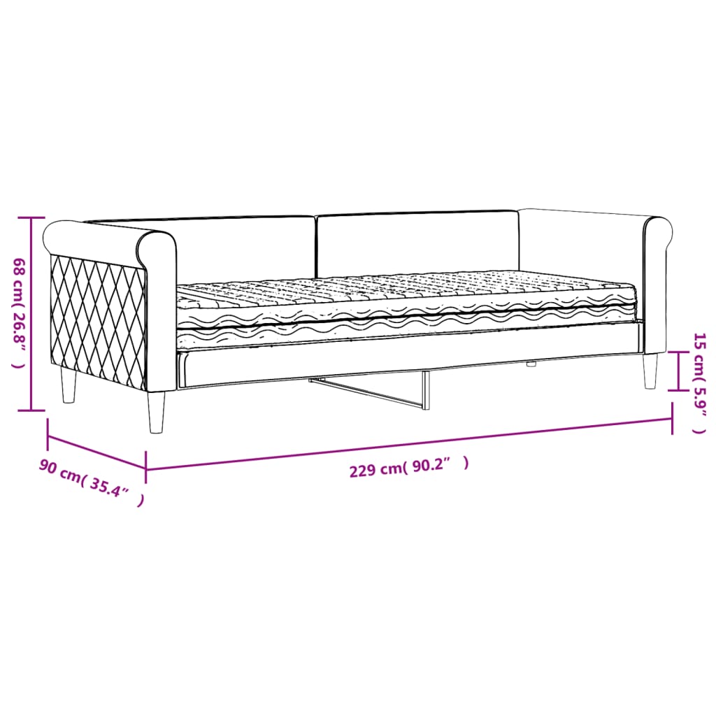 vidaXL Denná posteľ s matracom čierna 80x200 cm zamat
