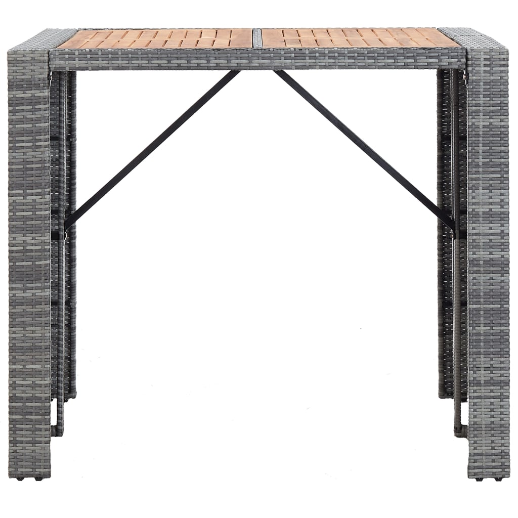 vidaXL 5-dielna vonkajšia barová súprava sivá polyratan a akáciové drevo