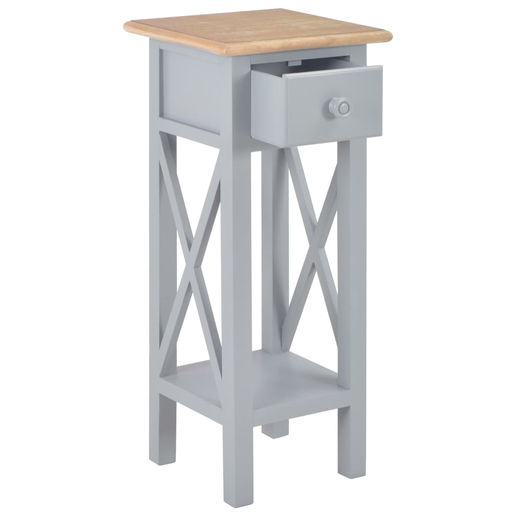 vidaXL Príručný stolík, sivý 27x27x65,5 cm, drevo