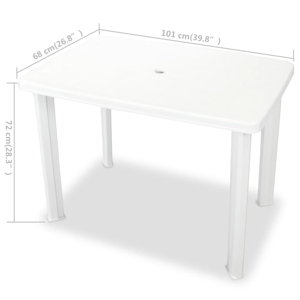 vidaXL Záhradný stôl, biely 101x68x72 cm, plast