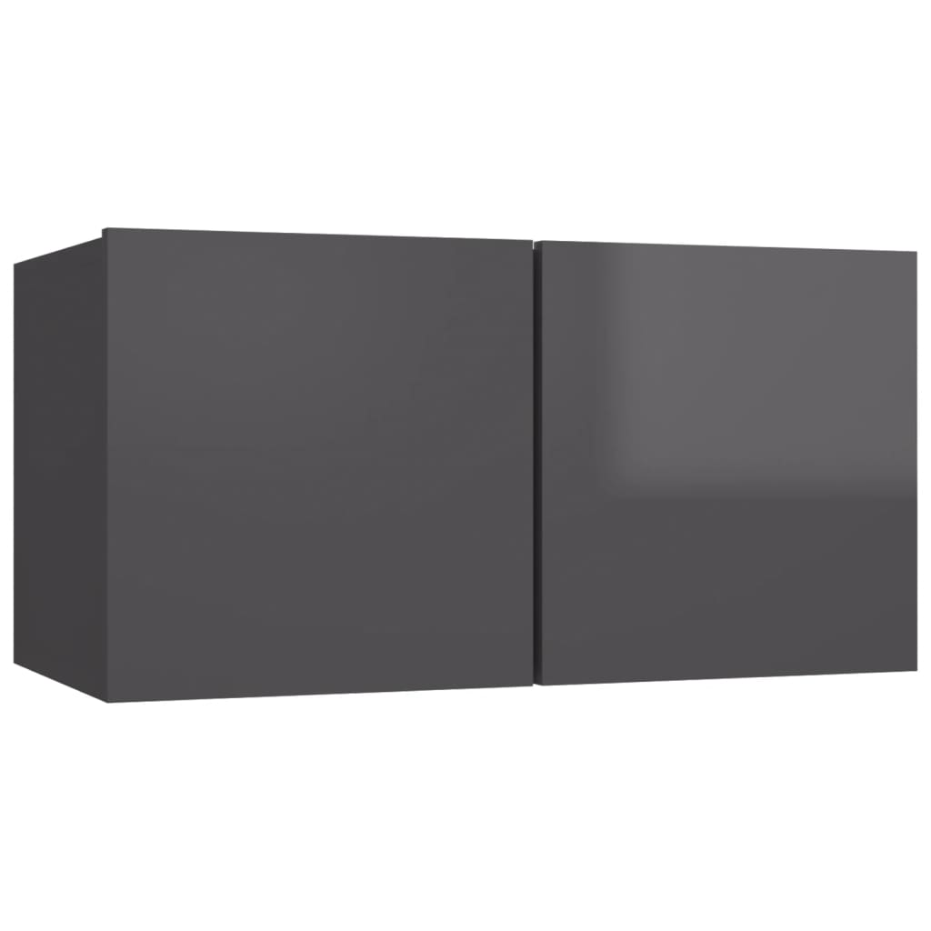 vidaXL 4-dielna súprava TV skriniek lesklá sivá drevotrieska