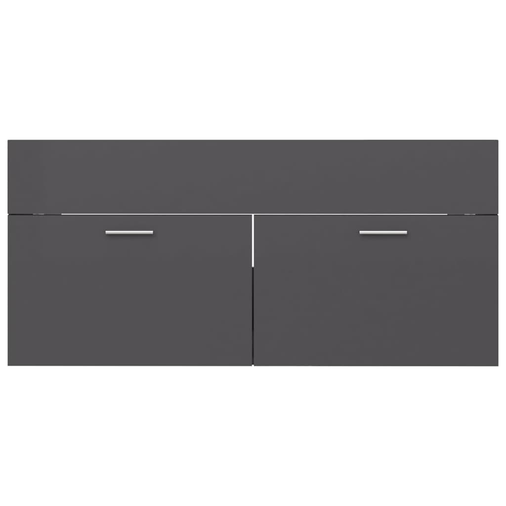 vidaXL Súprava kúpeľňového nábytku lesklá sivá drevotrieska
